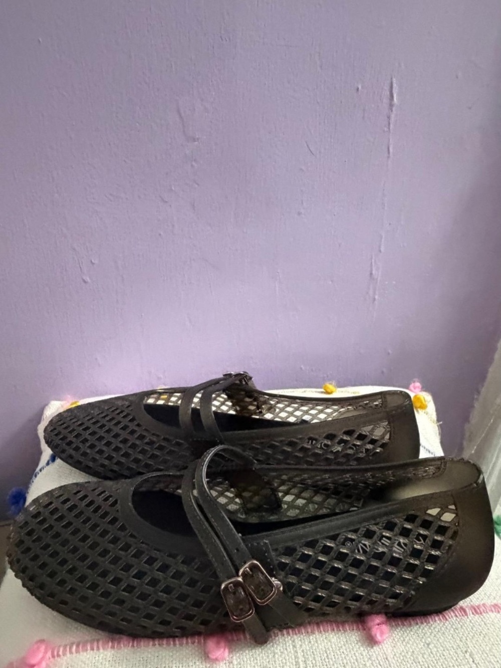 Roxoni Double Strap Jelly Mary Jane Flats - Black/ Transparent - New Without Tag - Picture 4 of 8